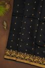 Chanderi Silk Black Saree With Florals And Deers Border