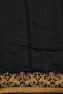 Chanderi Silk Black Saree With Florals And Deers Border
