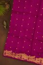 Chanderi Silk Purple Saree With Pichwai Cows Border