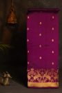 Chanderi Silk Wine Saree With Florals And Deers Border