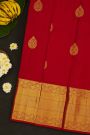 Kancheepuram Silk Red Saree With Florals And Diamonds In Zari Border