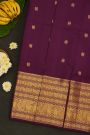 Kancheepuram Silk Violet Saree With Florals And Yalis Butti Body