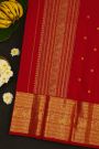 Kancheepuram Silk Red Saree With Paisleys And Peacocks Border