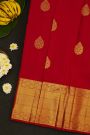 Kancheepuram Silk Red Saree With Big Florals Buttis Body And Zari Self Border