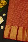 Kancheepuram Silk Red Saree With Big Florals Buttis Body And Zari Self Border