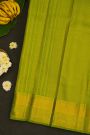Kancheepuram Silk Parrot Green Saree With Zari Checked Body And Self Border