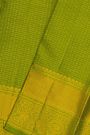 Kancheepuram Silk Parrot Green Saree With Zari Checked Body And Self Border