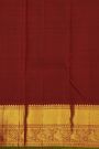 Kancheepuram Silk Maroon Saree With Cross Lines In Zari With Peacocks Border