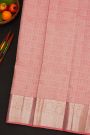 Kancheepuram Silk Baby Pink Saree With Boxes In Weaving Body Self Zari Border