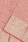 Kancheepuram Silk Baby Pink Saree With Boxes In Weaving Body Self Zari Border