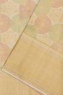 Kancheepuram Silk Off White Saree With Triangle-Shaped Gold Zari Border