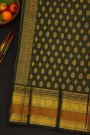 Kancheepuram Silk White Saree With Gold Zari Lines Body