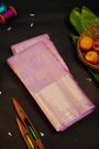 Kancheepuram Silk Lavender Saree WIth Silver And Gold Elephants