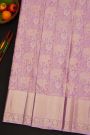 Kancheepuram Silk Lavender Saree WIth Silver And Gold Elephants