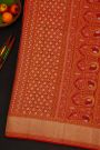 Kancheepuram Silk Bridal Red Saree With Deers And Meenakari