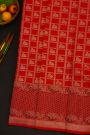 Kancheepuram Silk Bridal Red Saree With Peacock Buttis In Checks Body Meenakari Border