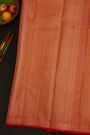 Kancheepuram Silk Bridal Red Saree With Peacock Buttis In Checks Body Meenakari Border