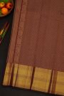 Kancheepuram Silk Dark Wine Saree With Diamonds And Cross Lines In Zari Border