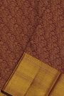 Kancheepuram Silk Dark Wine Saree With Diamonds And Cross Lines In Zari Border