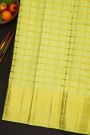 Kancheepuram Silk Lime Green Saree With Zari Checks
