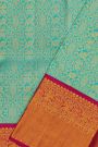 Kancheepuram Silk Sea Blue Saree With Traditional Kuttu Border