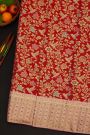 Kancheepuram Silk Bridal Red Saree With Unique Meenakari Body Pastel Border