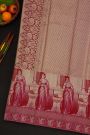 Kancheepuram Silk Pinkish Red Saree With Checks Body Human Zari Weaving Border