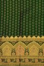 Kancheepuram Silk Bottle Green Saree With Florals And Peacocks In Checks Body