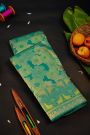Kancheepuram Silk Rama Green Saree With Gold Zari Weaving