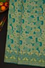 Kancheepuram Silk Rama Green Saree With Gold Zari Weaving