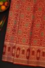 Kancheepuram Silk Bridal Red Saree With Self Florals And Meenakari Body