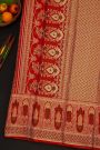 Kancheepuram Silk Bridal Red Saree With Self Florals And Meenakari Body