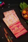 Kancheepuram Silk Baby Pink Saree With Meenakari Designer