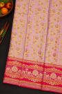 Kancheepuram Silk Baby Pink Saree With Meenakari Designer