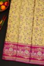 Kancheepuram Silk Yellow Saree With Meenakari In Body And Border