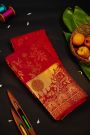 Kancheepuram Silk Bridal Red Saree With Gold And Silver Zari Jaal Body