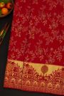 Kancheepuram Silk Bridal Red Saree With Gold And Silver Zari Jaal Body