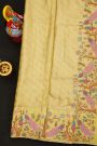 Fusion Kancheepuram Tissue Gold Saree With Thread Work Peacocks Border