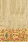 Fusion Kancheepuram Tissue Peach Saree With Florals And Animals In Thread Work
