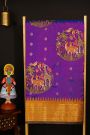 Fusion Kancheepuram Silk Dark Purple Saree With Silk Thread Work Body