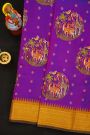 Fusion Kancheepuram Silk Dark Purple Saree With Silk Thread Work Body