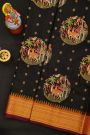 Fusion Kancheepuram Silk Black Saree With Silk Thread Work Body