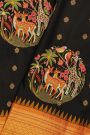 Fusion Kancheepuram Silk Black Saree With Silk Thread Work Body