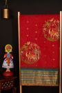 Fusion Kancheepuram Silk Red Saree With Silk Thread Work Body