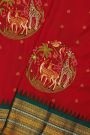 Fusion Kancheepuram Silk Red Saree With Silk Thread Work Body