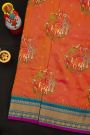 Fusion Kancheepuram Tissue Light Orange Saree With Silk Thread Work Body
