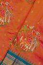 Fusion Kancheepuram Tissue Light Orange Saree With Silk Thread Work Body