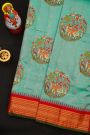 Fusion Kancheepuram Silk Sea Green Saree With Silk Thread Work Body