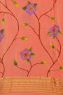 Fusion Mysore Crepe Pink Saree With Hand Print Women Motifs Body