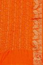 Bandhani Silk Orange Saree With Florals And Deers In Bandhani Body